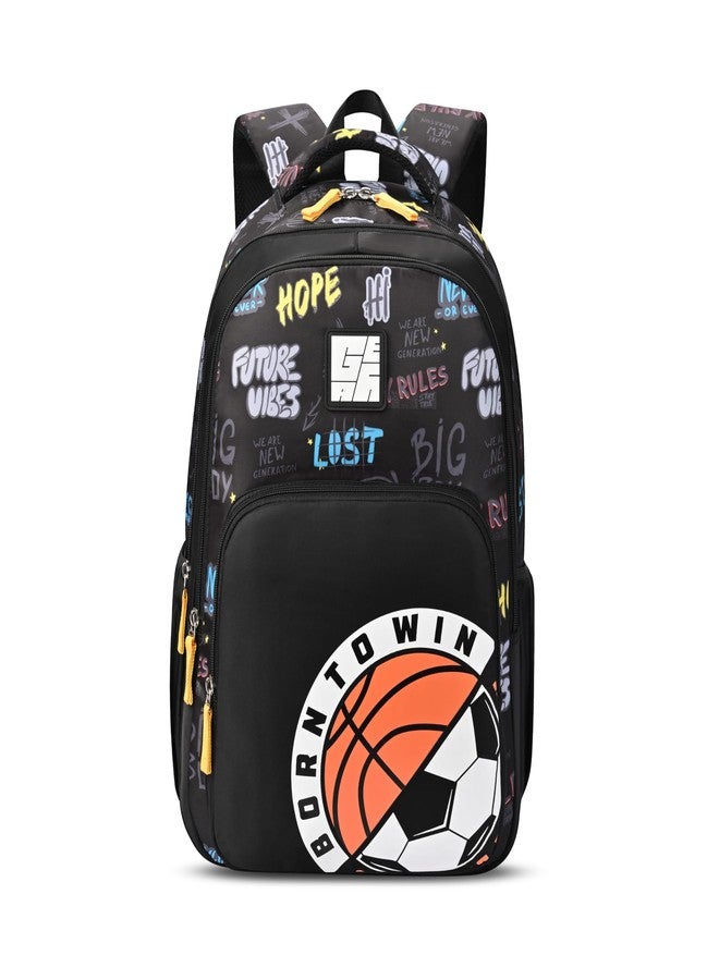 Gear Sporty 17"/20L Medium Water Resistant School Bag/Casual Backpack/Daypack/Laptop Bag for Boys/Girls (Black - Grey) - Image 1